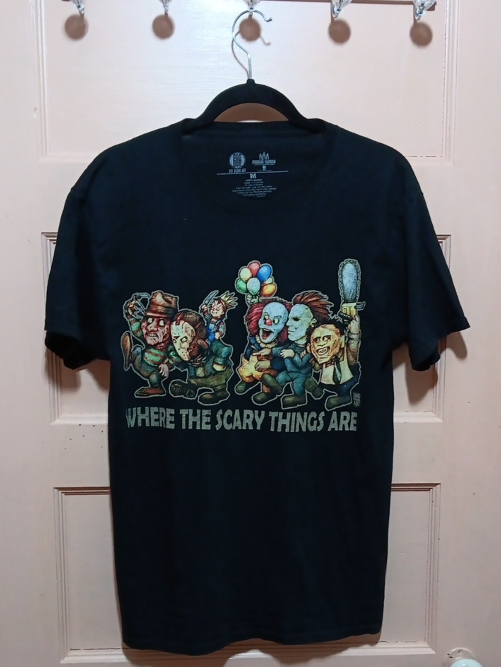 Black Graphic Horror Characters Tee - "Where The Scary Things Are"